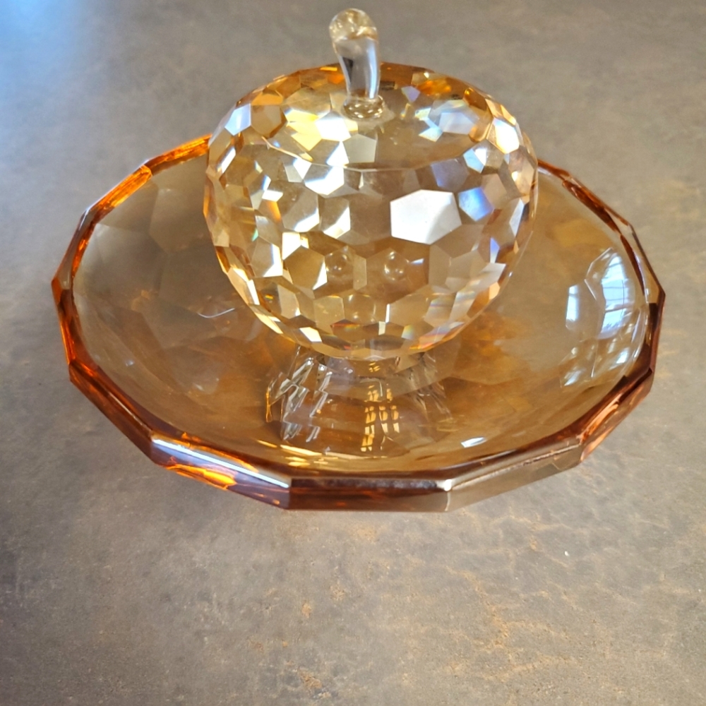 Crystal apple and plate